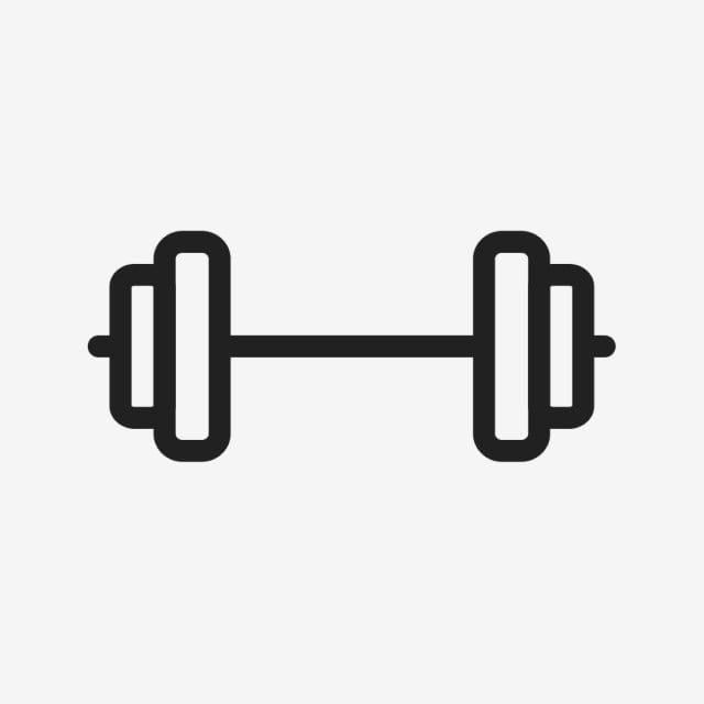 the dumbbell icon is black and white with a flat line design on it's side