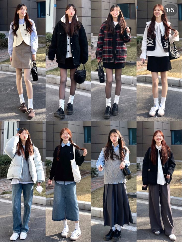 Korean Fall Outfits, Long Denim Skirt Outfits, Skirt Outfits For Women, Japanese Winter Fashion, Denim Skirt Outfit Ideas, Uniqlo Women Outfit, Uniqlo Outfit, Long Skirt Winter, Korean Winter Outfits