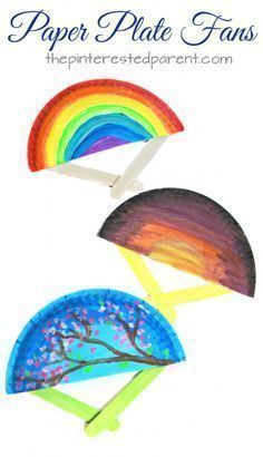 paper plate crafts for kids with rainbows and trees