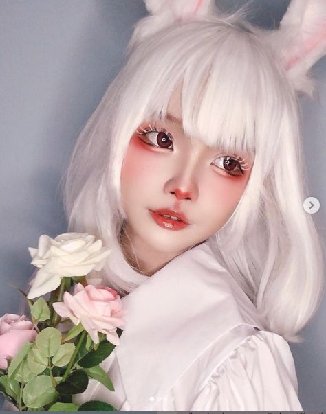 Bunny Halloween Makeup, Bunny Makeup, Bunny Cosplay, Anime Cosplay Makeup, Anime Makeup, Looks Halloween, Kawaii Makeup, Idee Cosplay, Alternative Makeup