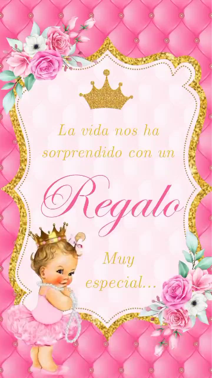 This contains an image of: Invitación Digital de Bebe Princesa para Baby Shower