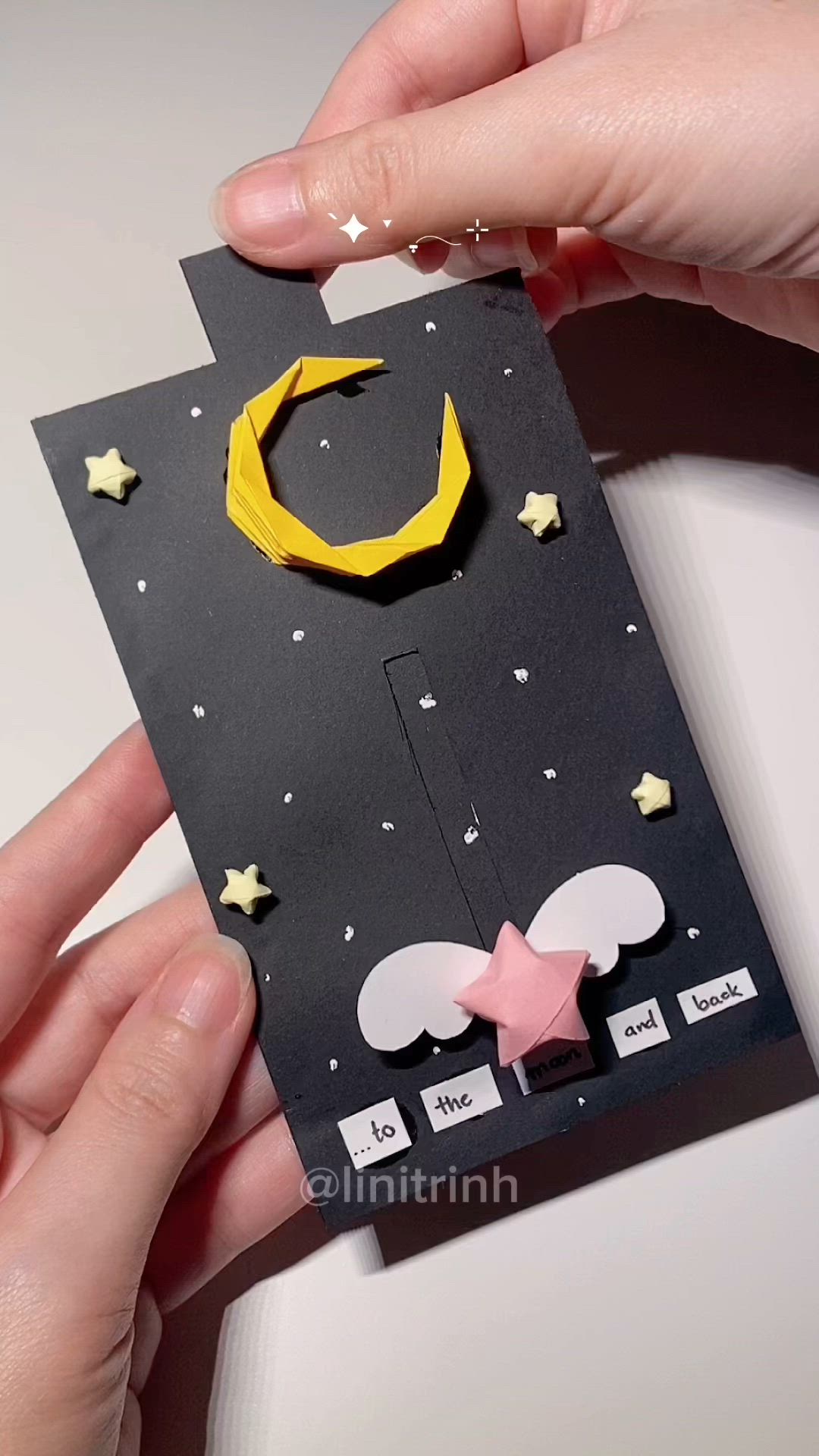 This contains an image of: “Love you to the moon and back” Gift Card Idea - Paper Moon Paper star Origami