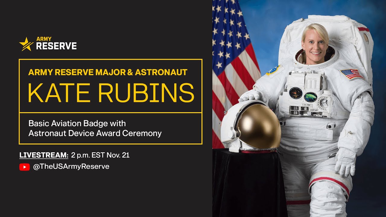 ICYMI: Maj. Kate Rubins was awarded the Basic Aviation Badge with Astronaut Device. You can watch the event on the here or on the official U.S. Army Reserve YouTube channel @TheUSArmyReserve.