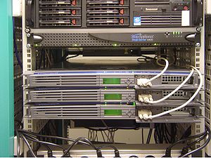 front view of the cluster of Wikimedia servers...