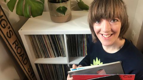 Anna Doble with some of her vinyl records