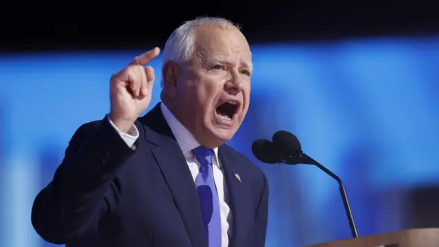 Governor of Minnesota and Democratic Vice Presidential nominee Tim Walz speaks