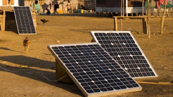 Photo depicts a solar panel in a village in Madagascar