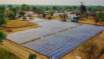 Photo shows ground mounted solar power plants in africa in south sudan and zimbabwe