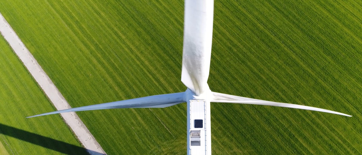 Aerial View Of Wind Turbines