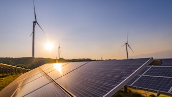 Solar panels and wind turbines