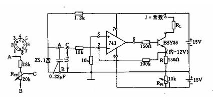 采用运算放大器和达林顿晶体管的恒流源电路