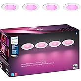 Philips Hue Smart Recessed 5/6 Inch LED Downlight- White and Color Ambiance Color-Changing Light - 4 Pack - 1100LM - Control 