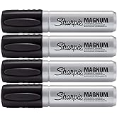 Sharpie 44001 Oversized Chisel Tip Extra Wide Magnum Permanent Marker (4 Pack), Black, Sturdy Extra-wide Felt Chisel Tip, Qui