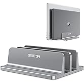 OMOTON [Updated Dock Version Vertical Laptop Stand, Double Desktop Stand Holder with Adjustable Dock (Up to 17.3 inch), Fits 