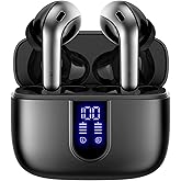 TAGRY Bluetooth Headphones True Wireless Earbuds 60H Playback LED Power Display Earphones with Wireless Charging Case IPX5 Wa