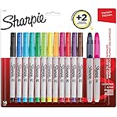 SHARPIE Ultra Fine Permanent Marker Set - 12 Assorted Ultra Fine Markers plus 2 Fine Point Markers