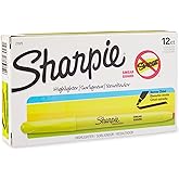 Sharpie Pocket Style Highlighters, Chisel Tip, Fluorescent Yellow, Box of 12