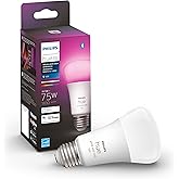 Philips Hue Smart 75W A19 LED Bulb - White and Color Ambiance Color-Changing Light - 1 Pack - 1100LM - E26 - Indoor - Control