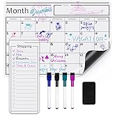 Amazon Basics Magnetic Dry Erase Whiteboard Calendar, 12" x 17", Includes 4 Markers And Eraser