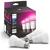 Philips Hue Smart 60W A19 LED Bulb - White and Color Ambiance Color-Changing Light - 3 Pack - 800LM - E26 - Indoor - Control 