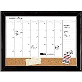 Quartet Combination Magnetic Whiteboard Calendar & Corkboard, 17" x 23" Combo Dry Erase White Board & Cork Bulletin Board, Me