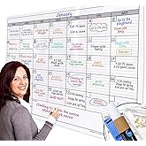 Dry Erase Monthly Extra Large White board Calendar for Wall, 38" by 50", Jumbo Laminated Erasable One Month Whiteboard Calend