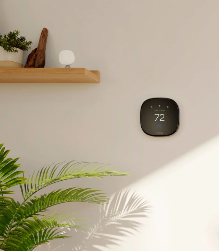 ecobee thermostat on a wall