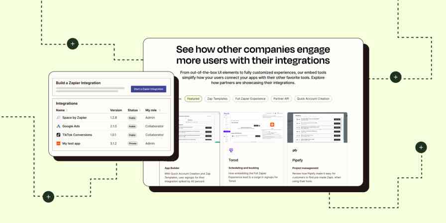 Hero with image of Zapier's new partner embed gallery.