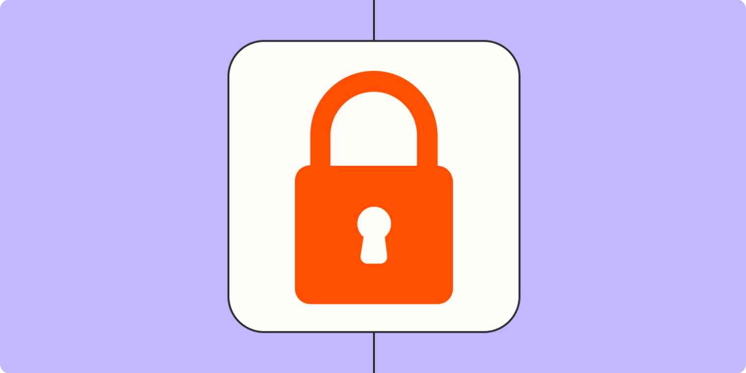 An icon of a lock in a white square on a light orange background.