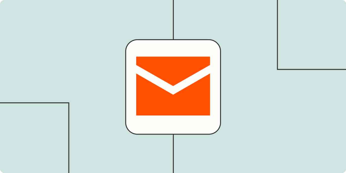 Hero image of an envelope on a light blue background to illustrate emails