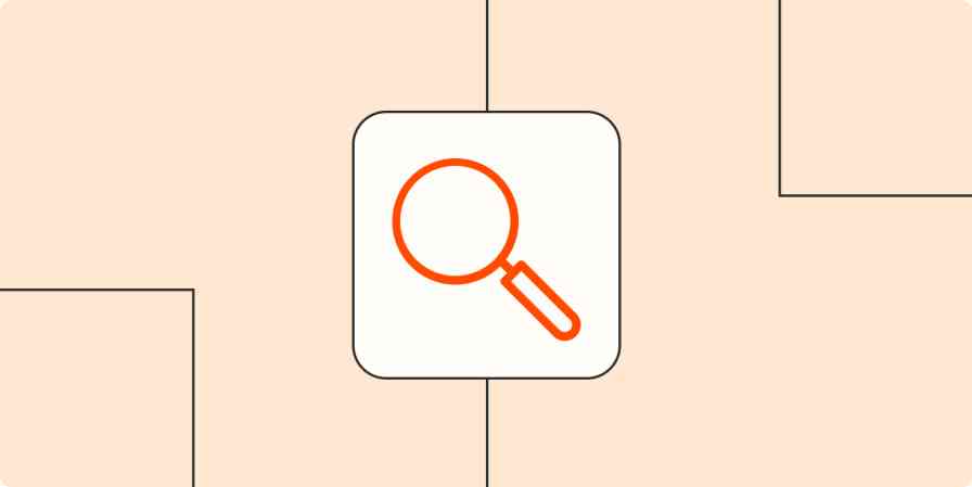 Hero image with an icon of a magnifying glass (search)