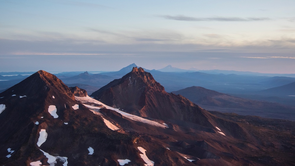 South Sister mountain at sunset