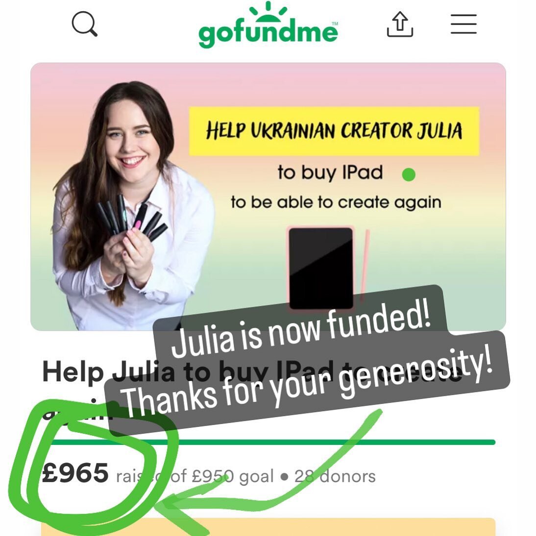 Thanks to the sketchnoting community for your part in supporting lovely Ukrainian visual thinkers @julia.knyupa in getting funded for a new iPad setup! If you want to help and add to her fund you still can - visit the bio of  @julia.knyupa in IG for 