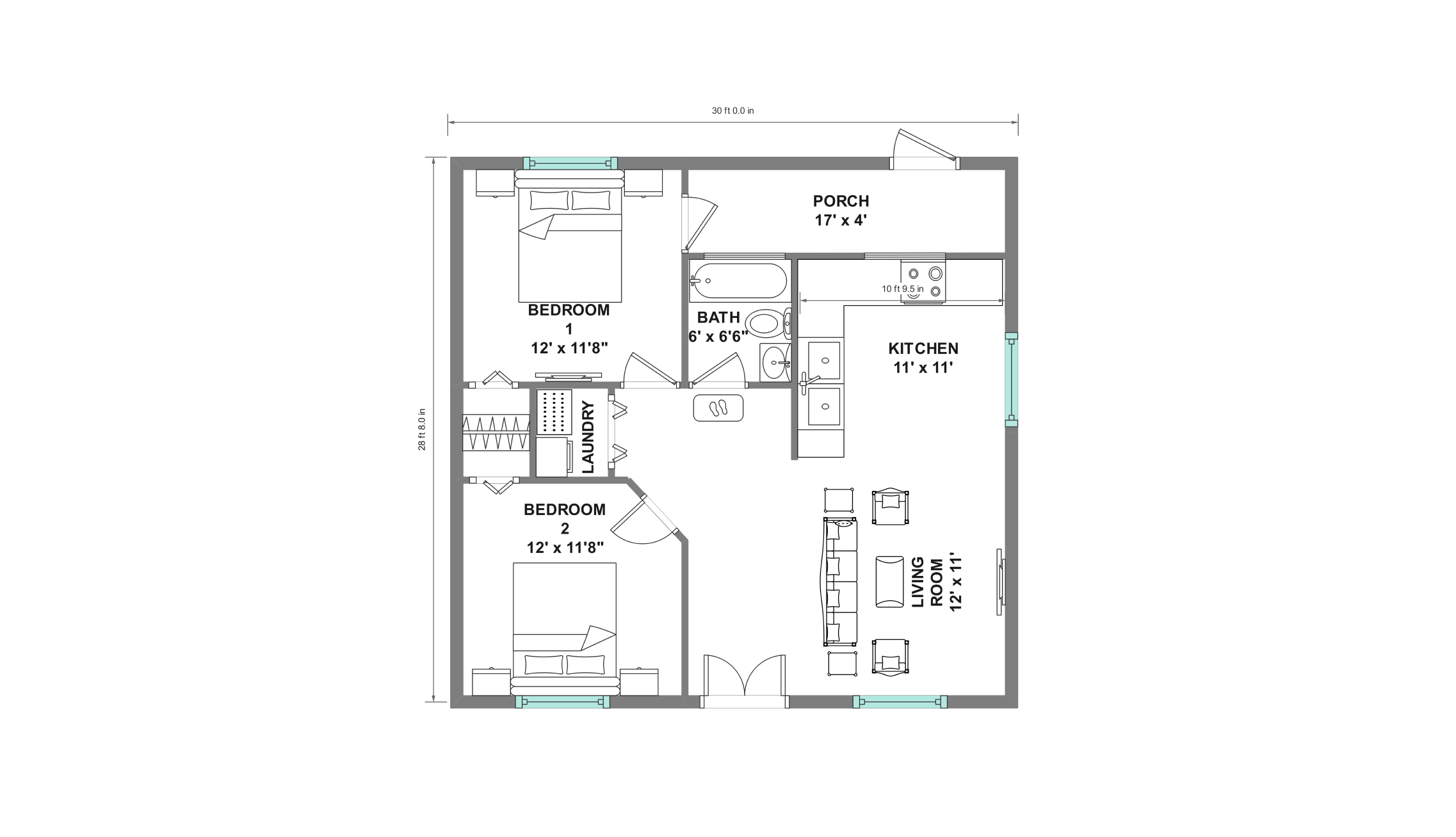 900 sq.ft UK floor plan