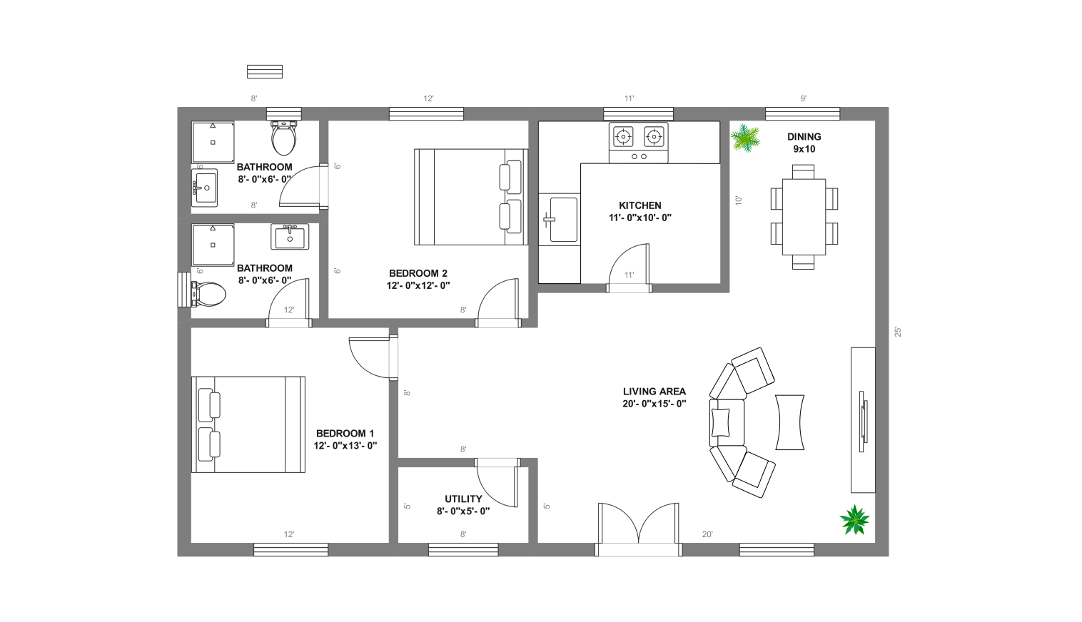 1000 square foot floor plan 