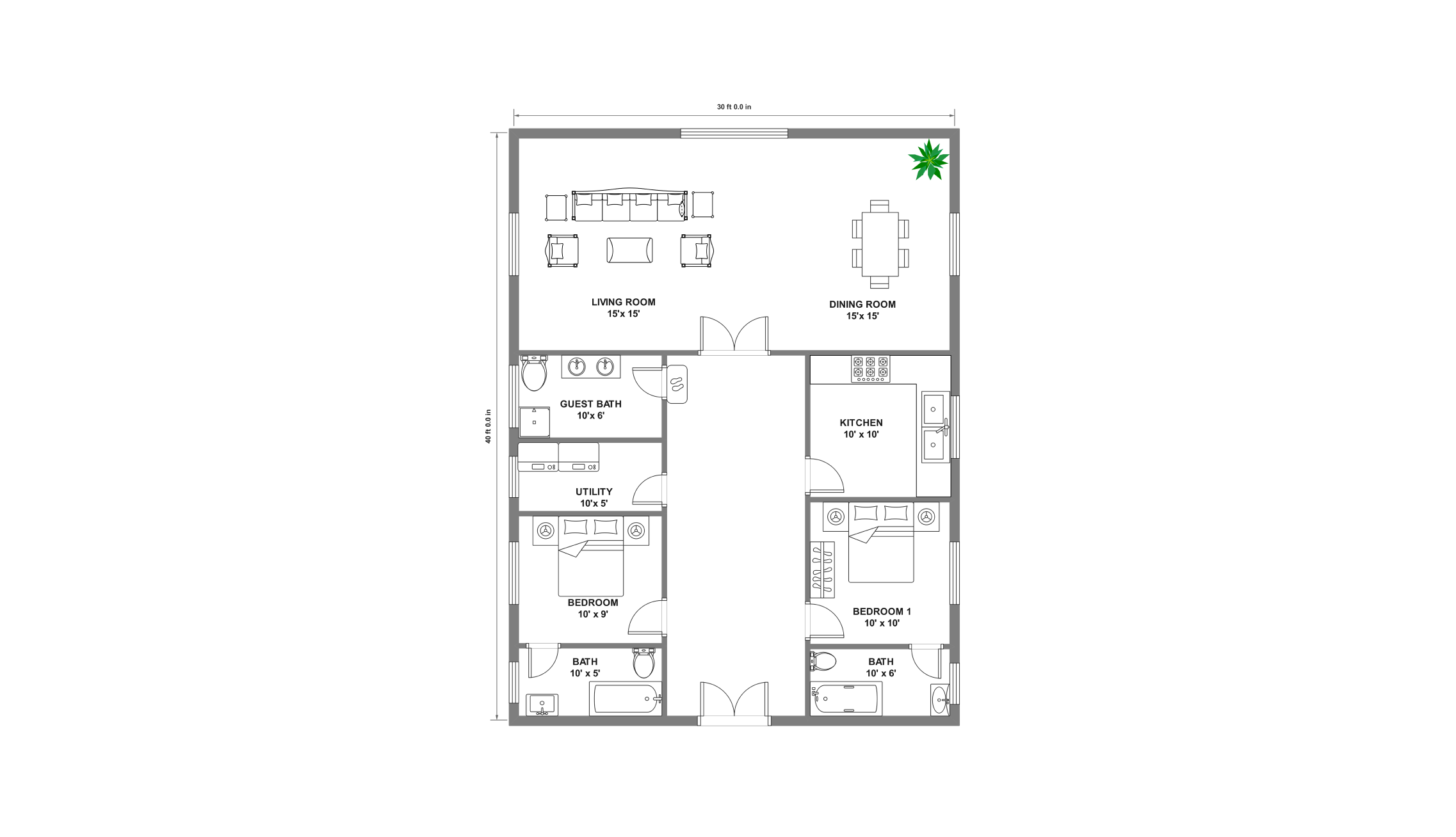 1345 sq.ft usa floor plan on Edrawmax