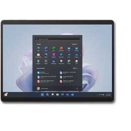 Vista frontal de Surface Pro 9 para empresas en platino.