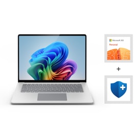 A Surface Laptop Essentials Bundle with a Microsoft 365 Personal subscription, and a Microsoft Complete Protection Plan.