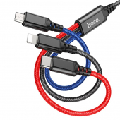 Cablu Incarcare USB-A - Lightning / microUSB / USB-C HOCO X76, 18W, 1m, Multicolor 