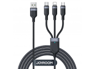 Cabluri si Adaptori/H1,Cablu Incarcare USB-A - Lightning / microUSB / USB-C Joyroom S-A18, 18W, 1.2m, Negru -GSMnet.ro-grid