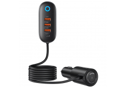 Incarcator Auto Usams US-CC161, 156W, 3A, 1 x Extensie Bricheta - 1 x USB-C - 3 x USB-A, Negru 