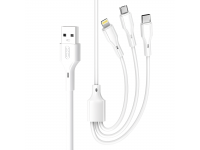 Cabluri si Adaptori/H1,Cablu Incarcare USB-A - Lightning / microUSB / USB-C XO Design NB230, 20W, 1m, Alb -GSMnet.ro-list