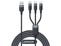 Cabluri si Adaptori/H1,Cablu Incarcare USB-A - Lightning / microUSB / USB-C Joyroom S-A18, 18W, 1.2m, Negru -GSMnet.ro-list