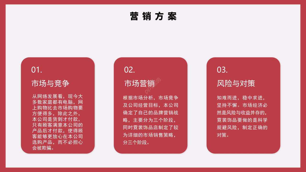 红色商务风创业商业计划书项目分析ppt模板