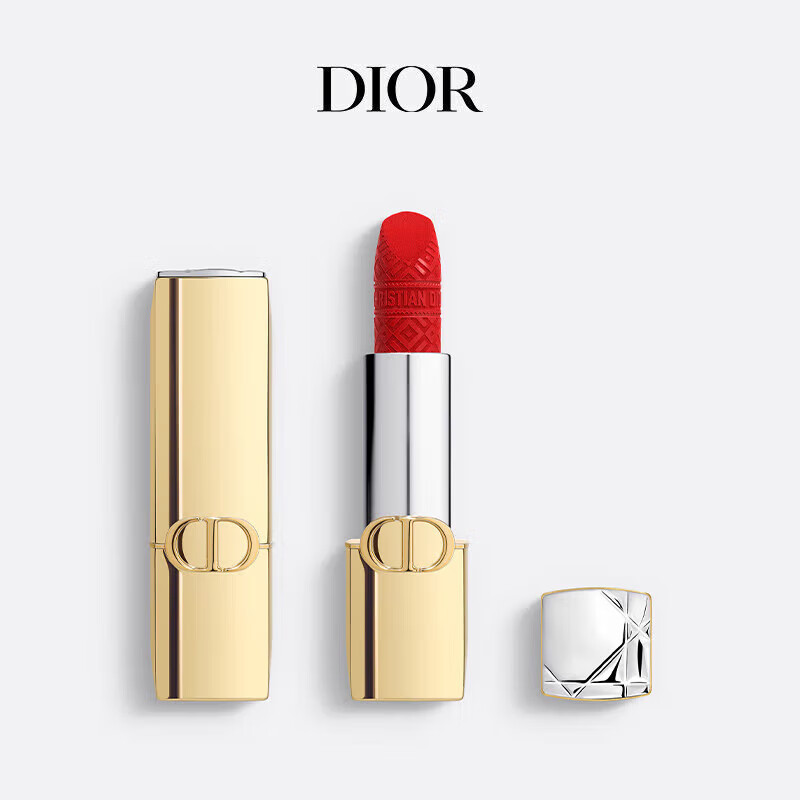 Dior 迪奥 全新烈艳蓝金唇膏 丝绒质地 奢金色限定版 #999 3.5g