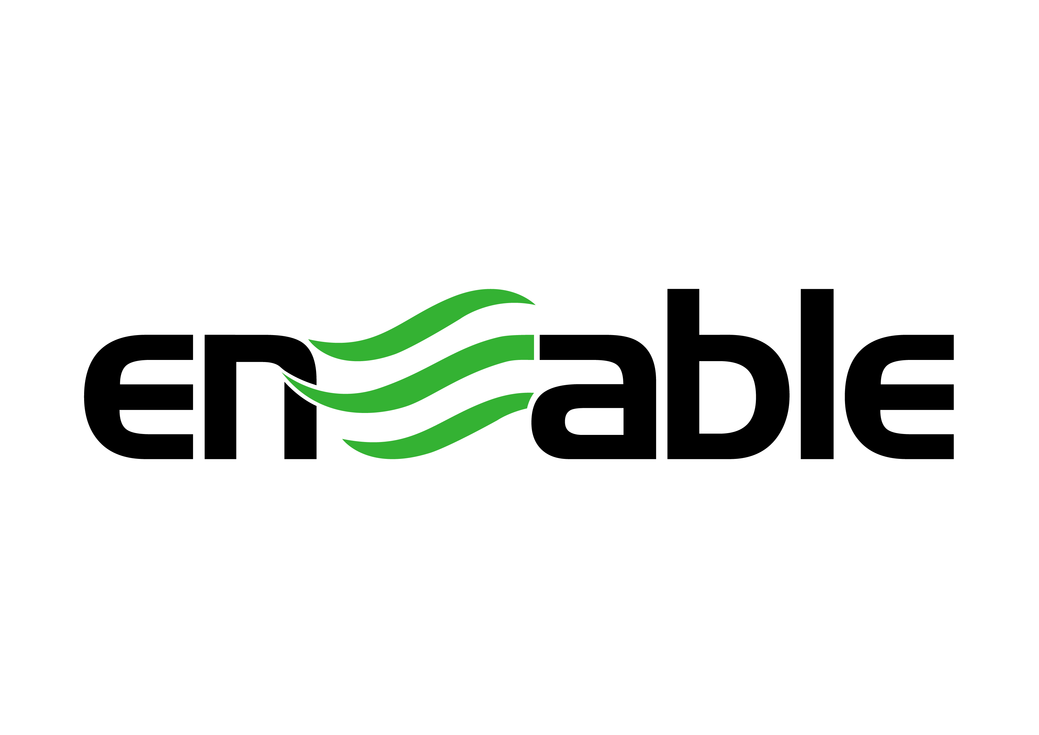 The Enable logo in black with the 3 swooshes  in green next to the EN