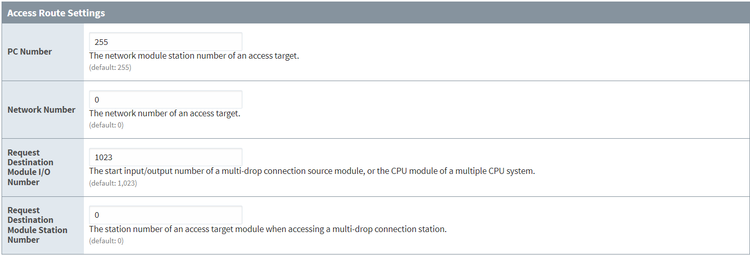 Access Route Settings