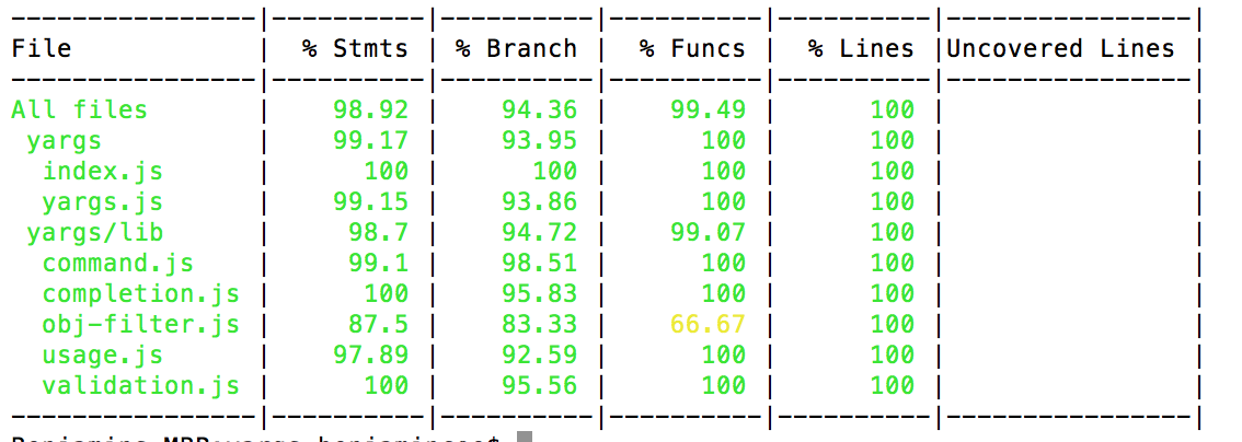 terminal output