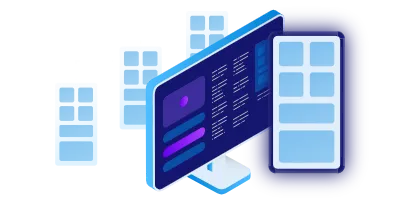 Illustration of a desktop computer and a cellphone popping out of the screen