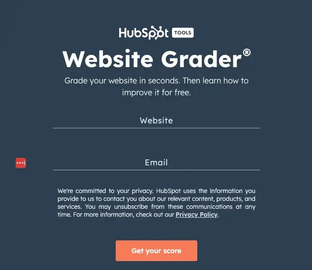 HubSpot’s website grader tool is easy to use.